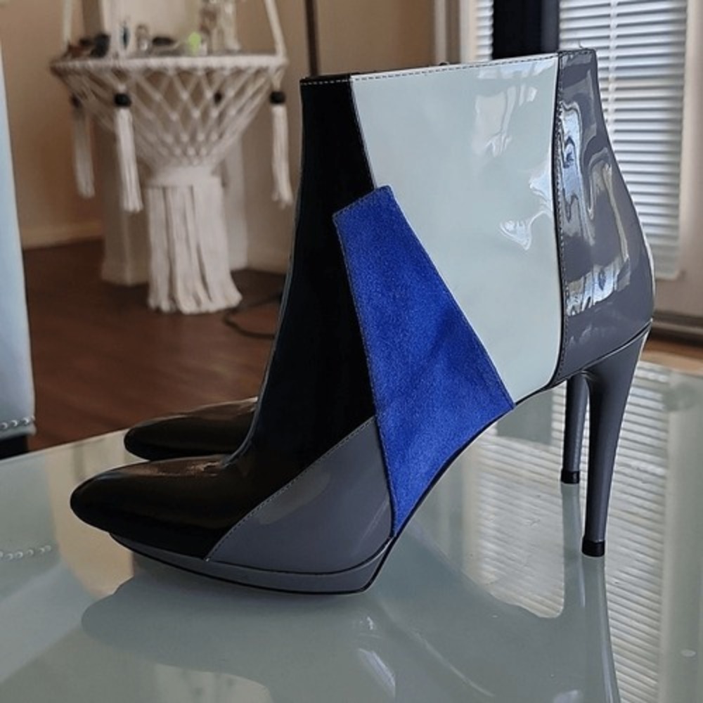 Balenciaga Patent And Suede Leather Color Block Ankle Boots Size 36 US Size 6
